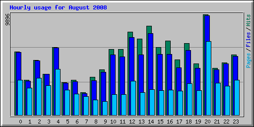 Hourly usage for August 2008